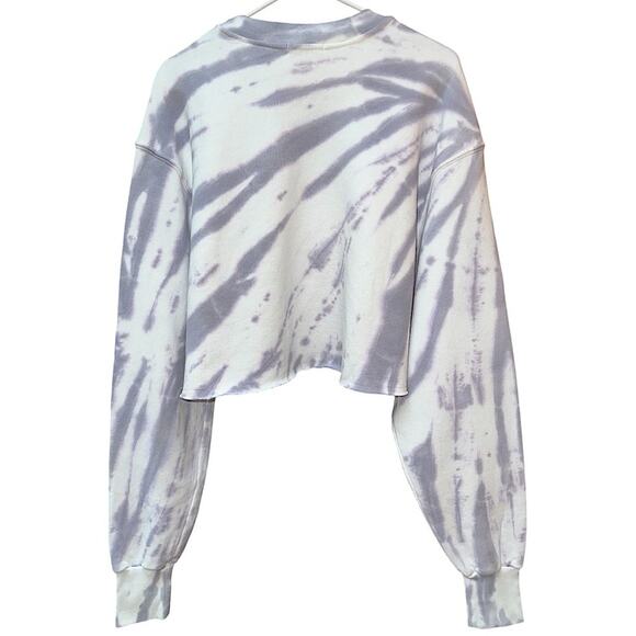 NWT Good American Cropped & Cool Sweatshirt in Lilac Tie Dye Size 3 Large - Picture 7 of 10